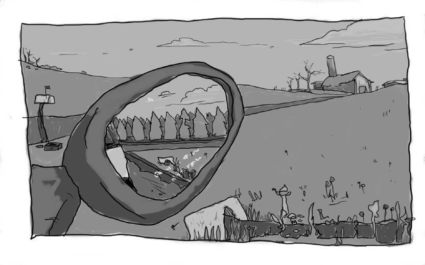 17 Drawings: Illustration 10: A View of Gilford from the Mini Cooper