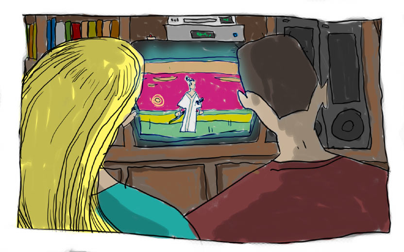17 Drawings: Illustration 5: Watching Samurai Jack Cartoons in the Morning