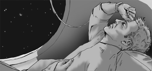 Wake Up Call, a short story by Cheeseburger Brown; illustration by Matthew Hemming